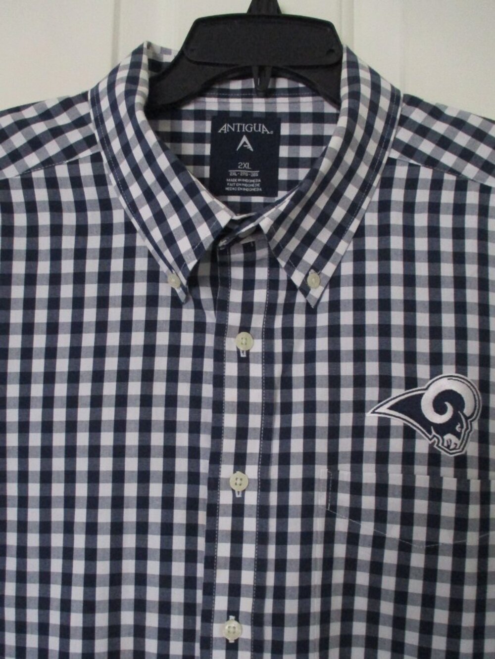 Antigua Mens L/S Blue Cotton NFL "Los Angeles Rams" Dress Shirt NWOT - Size 2XL